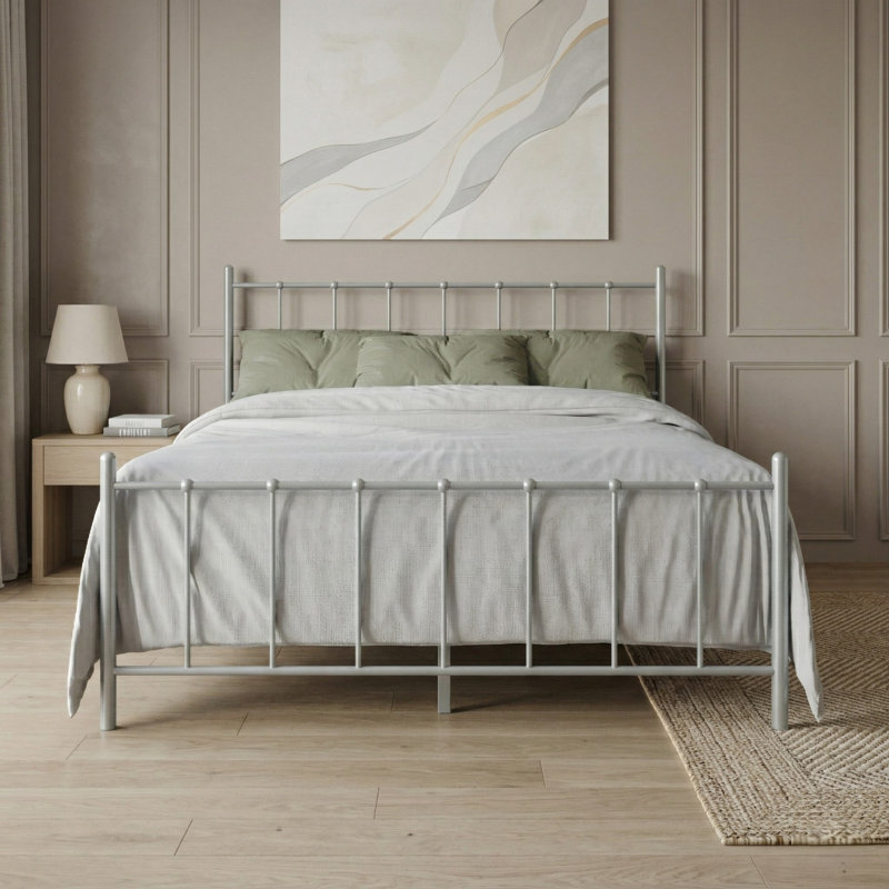 Calhoun Twin Metal Platform Bed, Sliver Gray, Twin