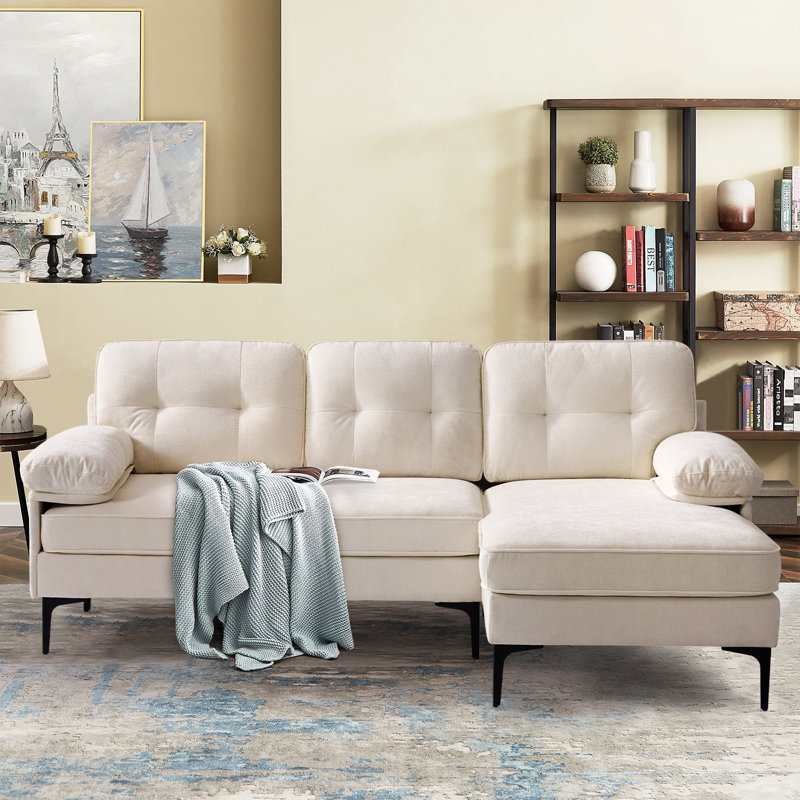 Canapé modulaire rembourré de 82,7 po Hilmir, Chenille beige