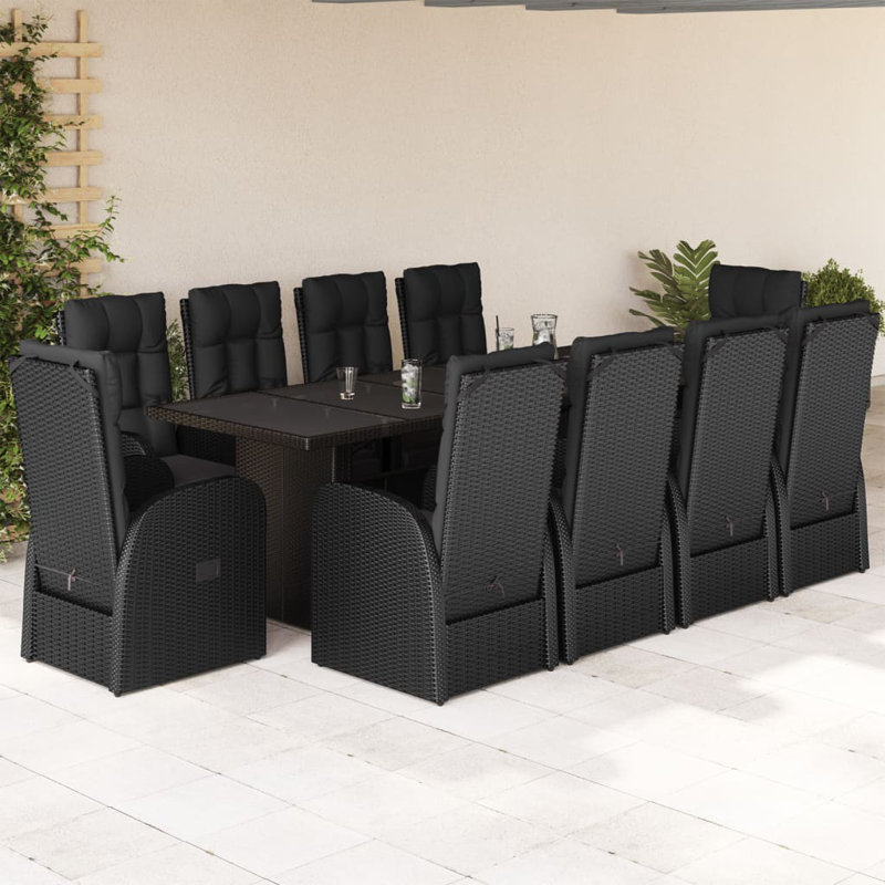 10 - Person Patio Dining Set Rectangular Table with Cushions Included