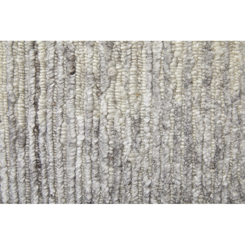 Brighton Handmade Wool Abstract Area Rug, Taupe/Ivory, Rectangle 7'9" x 9'9"