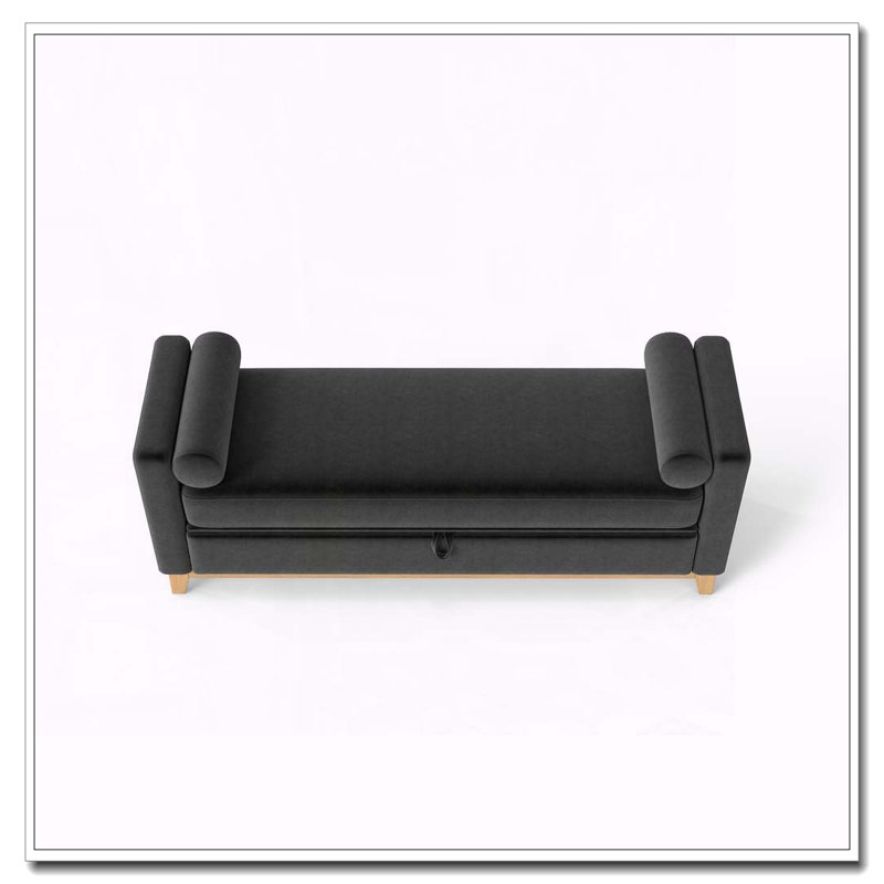 Banc rembourré en bois massif, 66 po + rangement, Noir + neutre 11