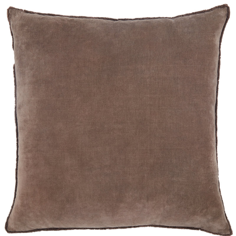 Housse et insert de coussin carré en coton Kam, Pillow Cover Only - No Insert, Brun foncé
