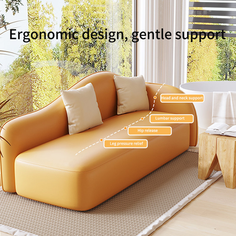 Fauteuil inclinable ergonomique en similicuir massif, Orange, Orienté à droite
