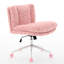 Chaise pivotante en fausse fourrure rose avec siège de 26,4 pouces, inclinaison réglable, coussin double, pour bureau et garde-robe