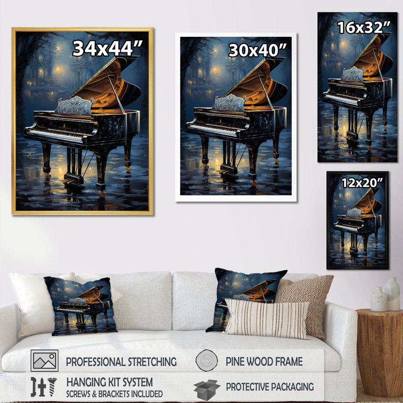 " Piano Forest Reflection II ", 44" H x 34" W x 1.5" D, Black Single Picture Framed