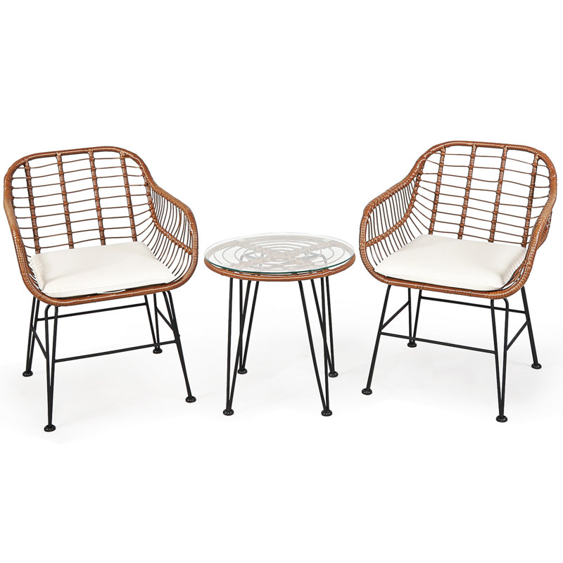 Cadnite - Person Patio Conversation Set, Brown, Beige