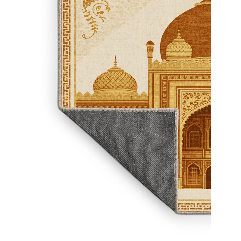 Tapis oriental moelleux moelleux en beige, Rond 3 pi