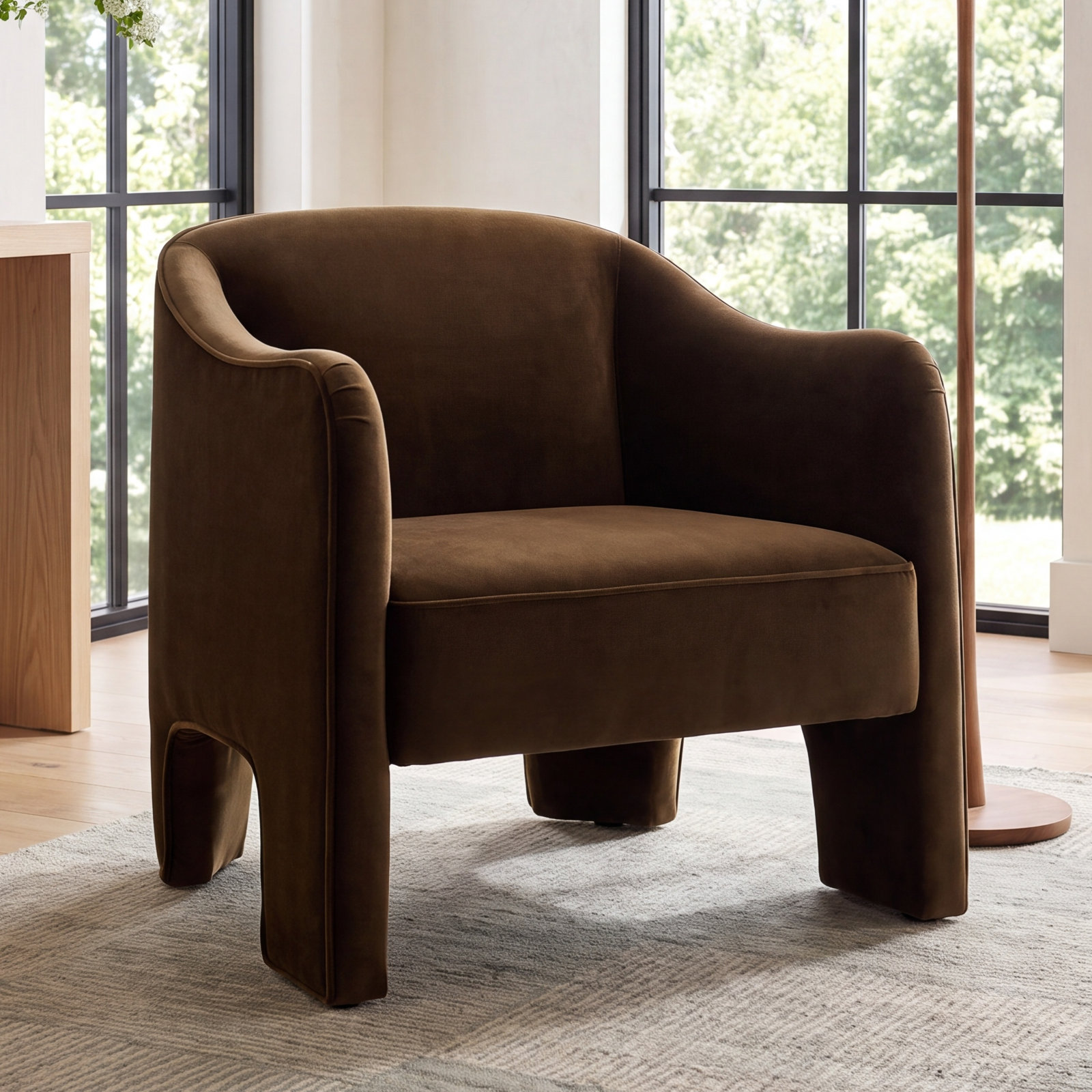 Velvet Barrel Chair, Monte Navy Velvet