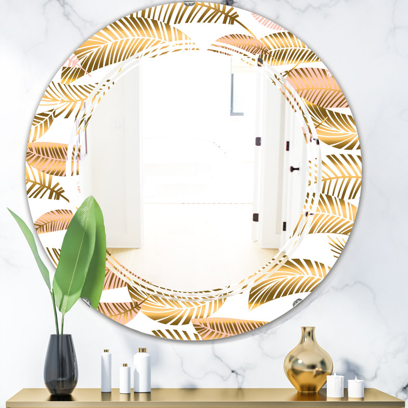 Triple C Coastal Frameless Wall Mirror, 23.6" H x 23.6" W, Triple C Tropical Pattern III 
