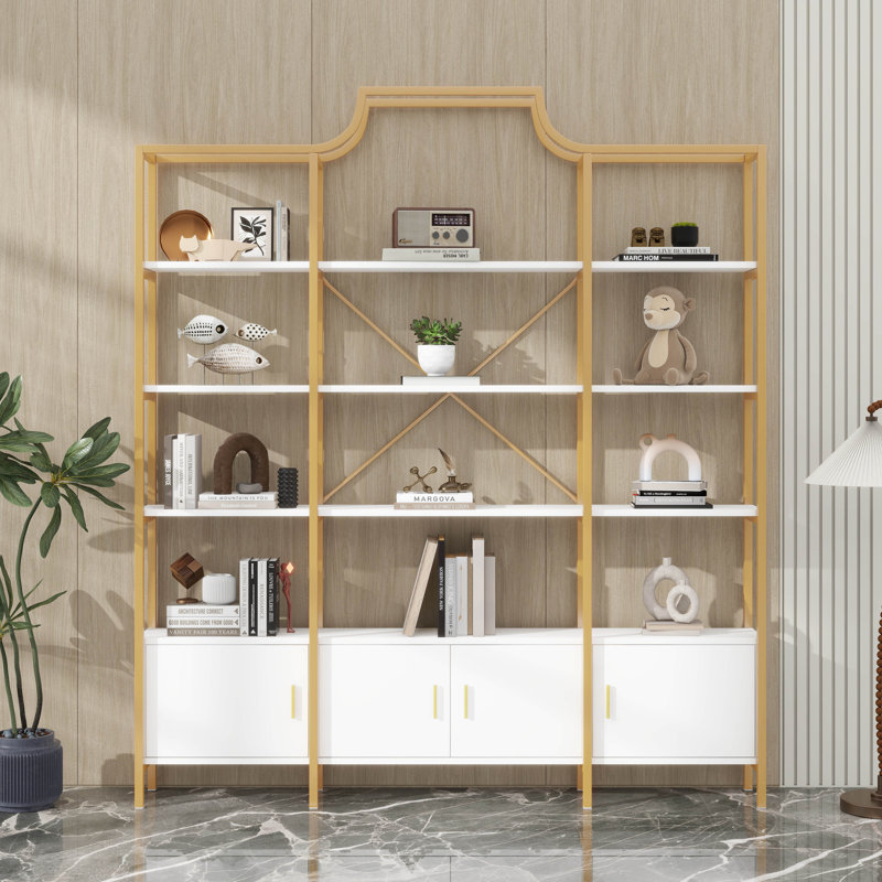 Étagère à livres moderne à 4 niveaux avec porte