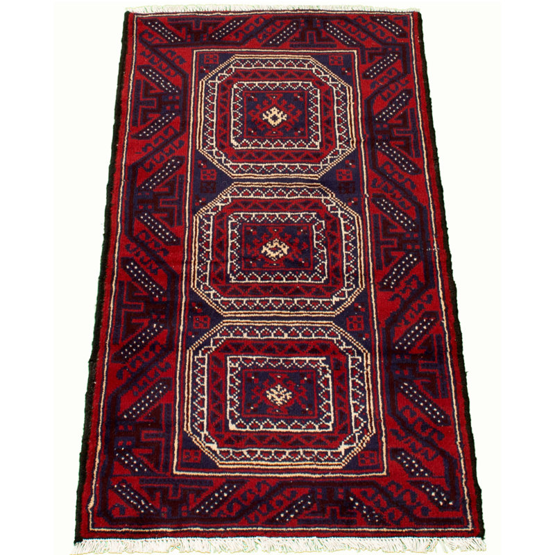 One-of-a-Kind 3'0" X 5'9" 1980s Wool Area Rug in Red