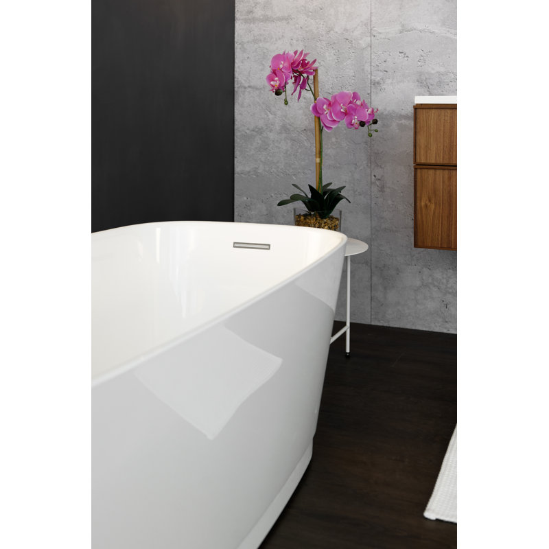 Straight 58.94'' L Soaking Bathtub, White True High Gloss, Polish Chrome