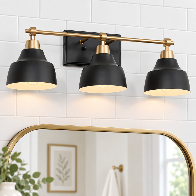 Éclairage pour meuble-lavabo noir à 3 lumières à intensité variable Escarment