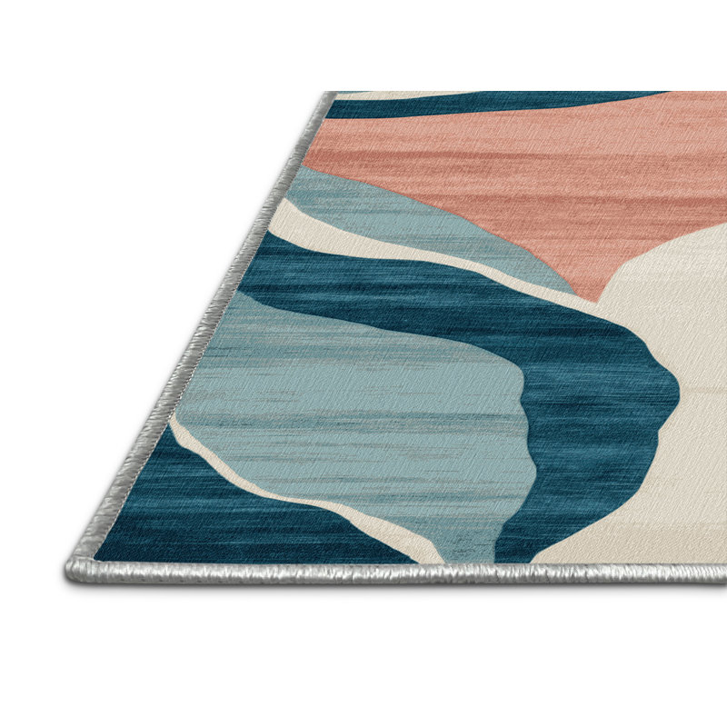 Tapis beige lavable à la machine, Rond 3 pi