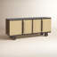 Buffet en bois d'acacia de 70,7 po avec tablettes et armoires Devlin