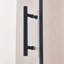 Porte de douche pivotante simple pivotante de 34 à 35,5 po x H 75 po, alliage d'aluminium noir mat, verre trempé clair de 1/4 po (6 mm) d'épaisseur.