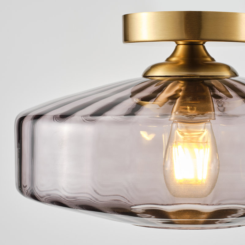Plafonnier encastré en verre 1 lumière Virgie, Gris