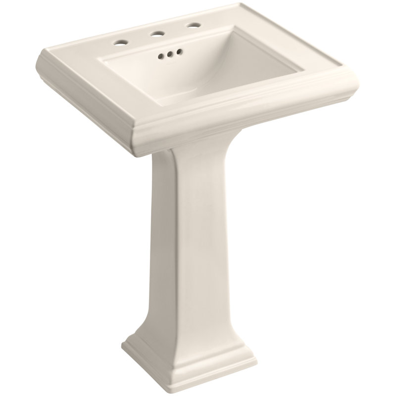 Memoirs 26.375" Tall Rectangular Pedestal Bathroom Sink with Overflow, Innocent Blush, 8" Centers
