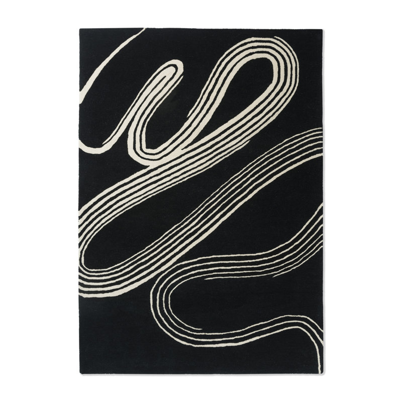Decor Wool Area Rug in Black/White, Rectangle 8'2" x 11'6"