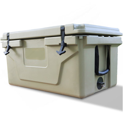 Khaki Color Ice Cooler Box 65QT Camping Ice Chest Beer Box Outdoor Fishing Cooler