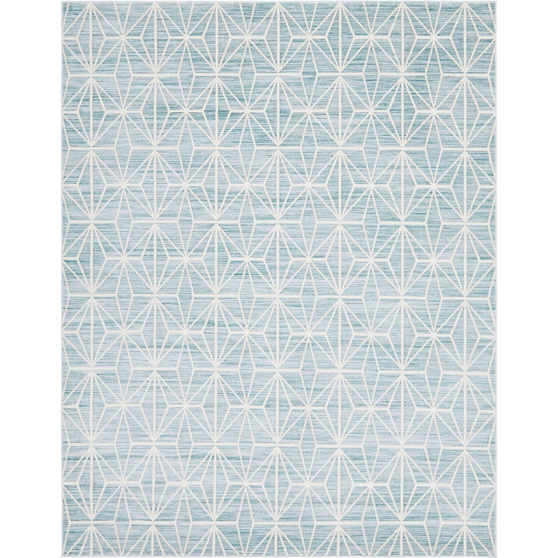 Tapis géométrique bleu / ivoire Heights, Rectangle 9 pi x 12 pi