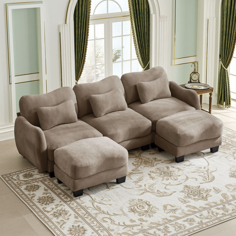 Upholstered 101.1 " Chenille Sectional, Coffee