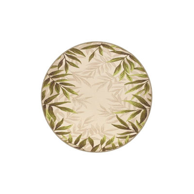 Green Leaf Figure Patterned Woven Base Rug