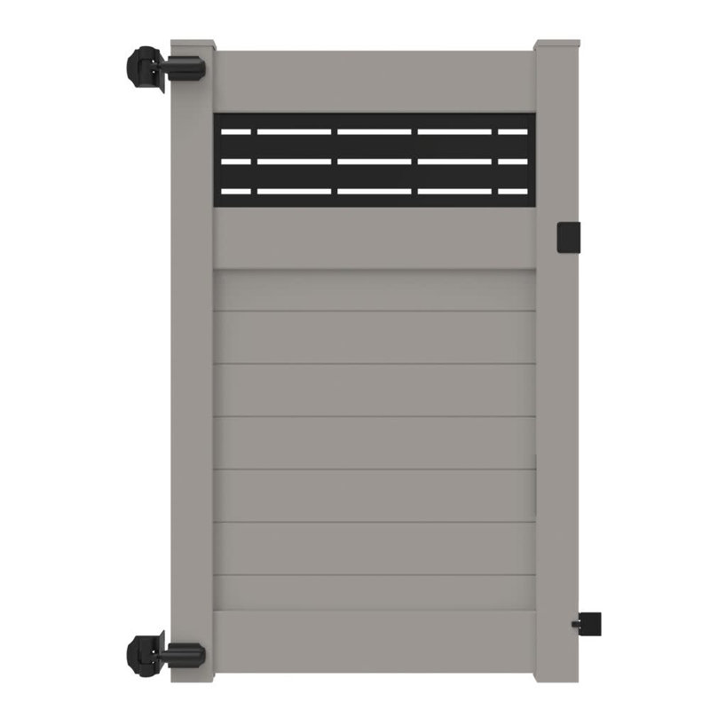 Horizontal Fence Warm Gray Vinyl Gate, 6' H x 4' W