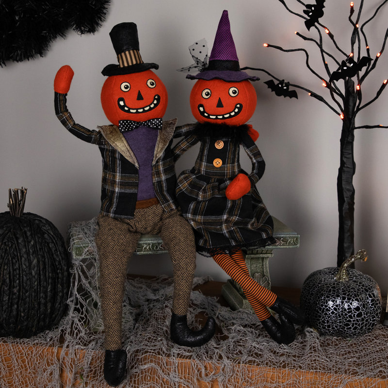 Figurines d'Halloween Jack-O-Lantern Couple - 24 po - ensemble de 2