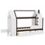 Lit plateforme simple avec tiroirs, lit maison en bois massif avec tablettes, conception enfantine, blanc et espresso-613612548