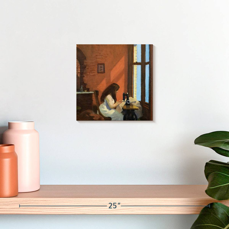 Senne Girl At Sewing Machine, 10" H x 10" W