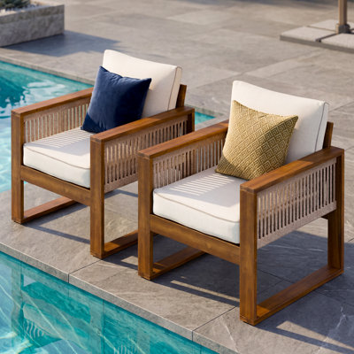 Fauteuil de jardin en acacia avec accent de corde