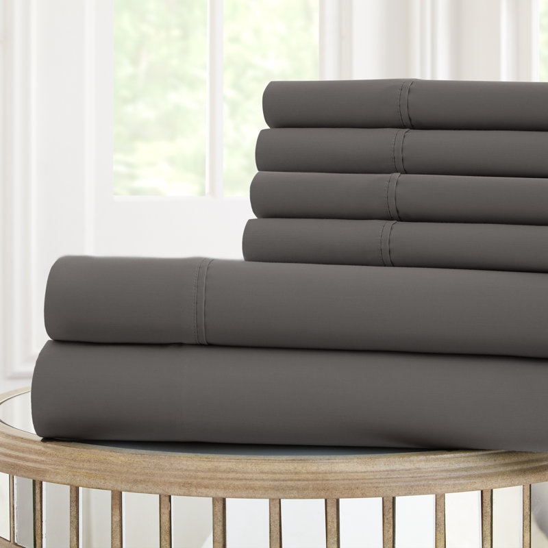 Cool Comfort Microfiber Sheet Set, Queen Sheet Set + 1 Fitted Sheet + Pillowcase, Charcoal