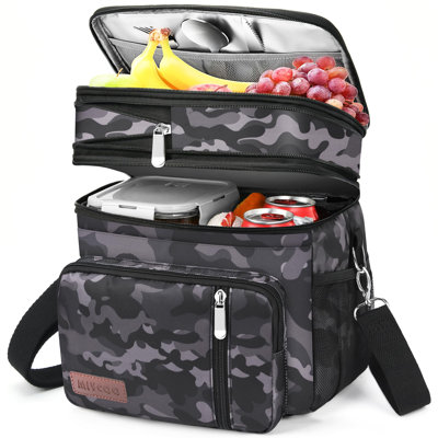 Sac à lunch isotherme à deux niveaux 15L, glacière souple et étanche pour le travail, le camping, la plage, le pique-nique et les voyages