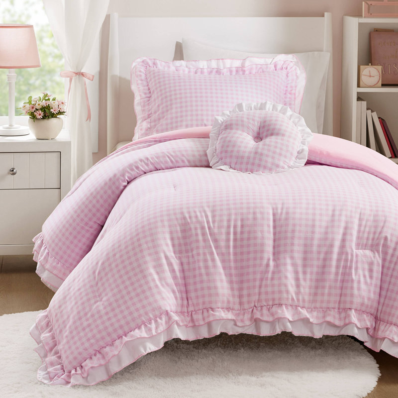 Rowena 3PCS Comforter Set, Twin Comforter + 2 Additional Pieces, Pink