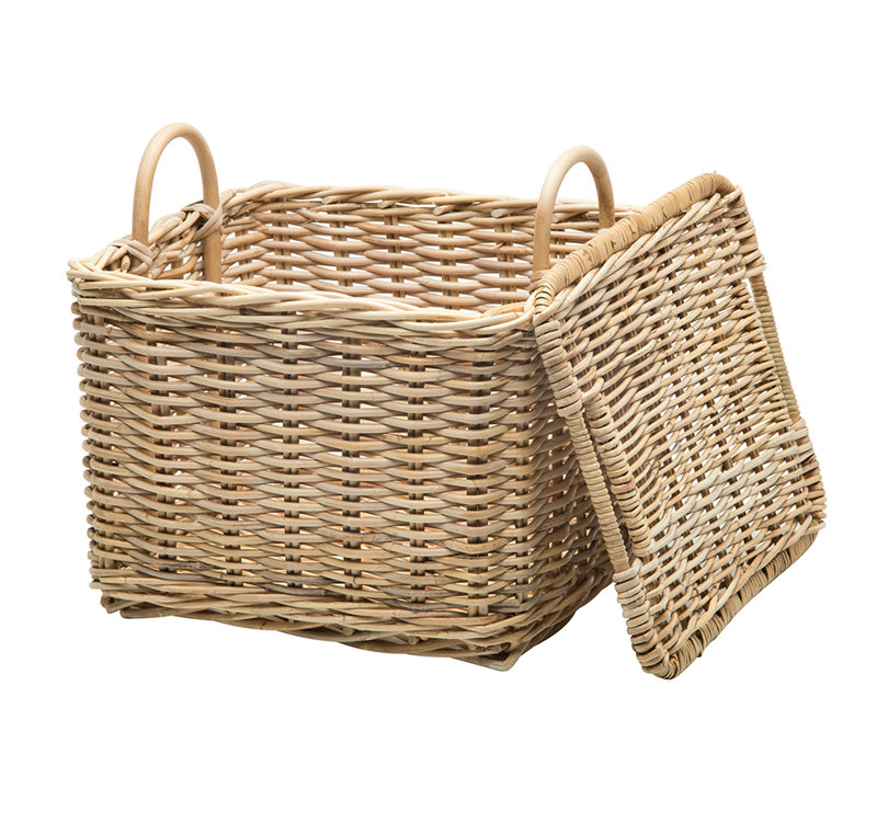 Rosecliff Heights Boyden Rattan Basket, 16.5" H x 17.75" W x 13.75" D