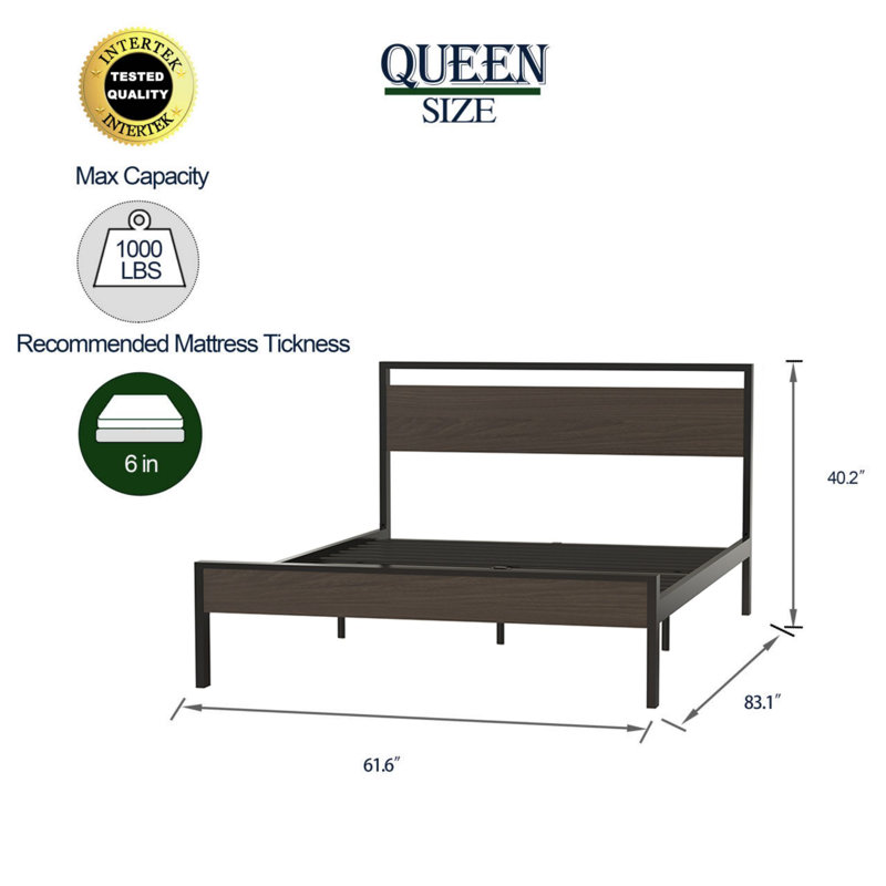 Padgett Platform Bed Frame, Walnut, Queen