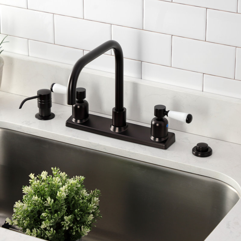 Kingston Brass Paris Two-Handle 2-Hole 8" Centerset Kitchen Faucet, Oil Rubbed Bronze