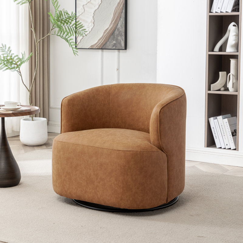 Fauteuil demi-tonneau pivotant de 32 po Tybias, Brun