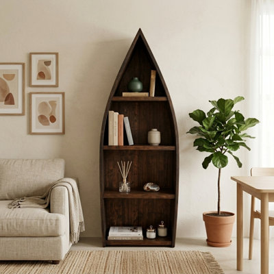 Bibliothèque en bois massif - Café clair