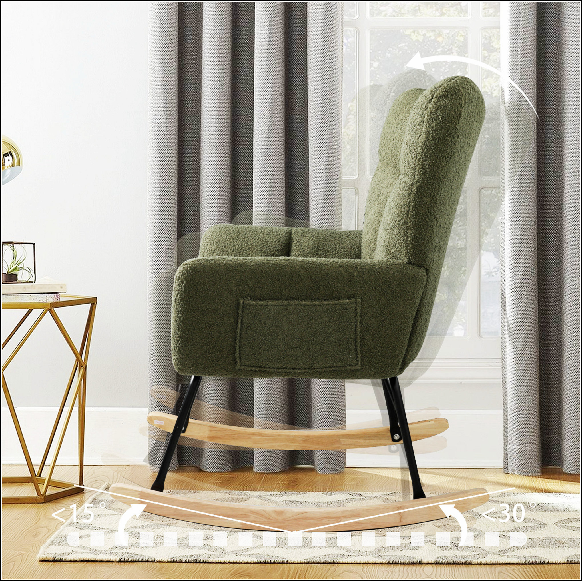 George Oliver Teddy Fabric Rocking Chair, Modern Rocking Accent Chair ...