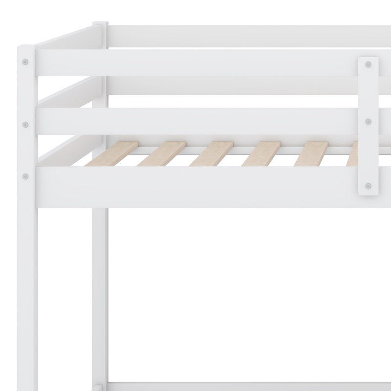 Floor Bunk Bed With Ladder, White