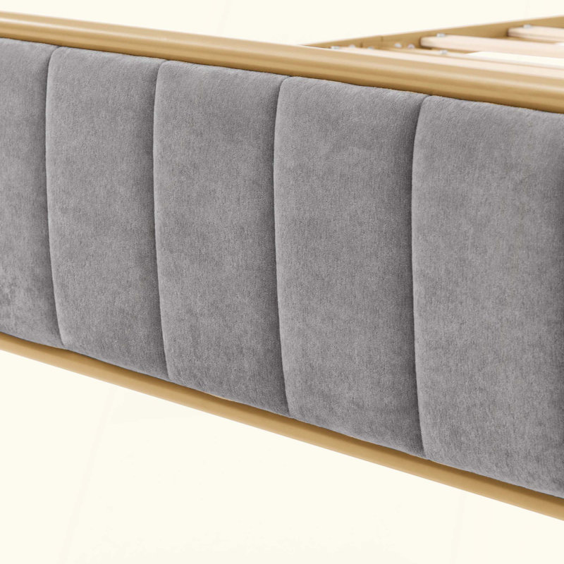 Upholstered Bed Frame, Gray