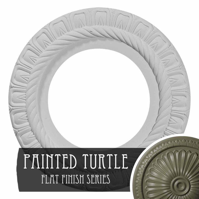 Médaillon de plafond H 10,6 po x l 10,6 po x P 0,5 po Claremont, Tortue peinte