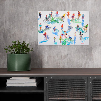 «Vibrant Cycling Scene Colorful Vibrant Contemporary City Summer», impression murale