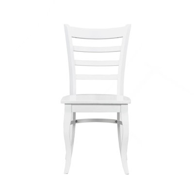 White Finish Dining Chairs Set Of 2 Wooden Ladder-Back Casual Farmhouse Style