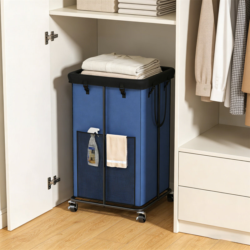 Laundry Cart, Heavy Duty Rolling Laundry Basket With Removable Lining - Large Capacity Mobile Storage Solution, Blue