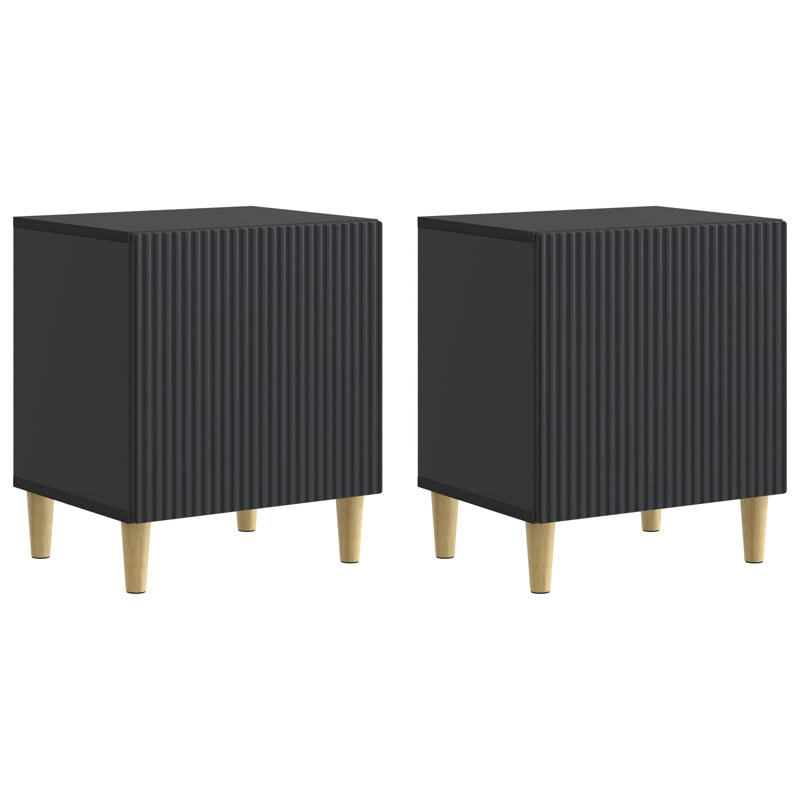 43cm W Manufactured Wood Bedside Table, Black