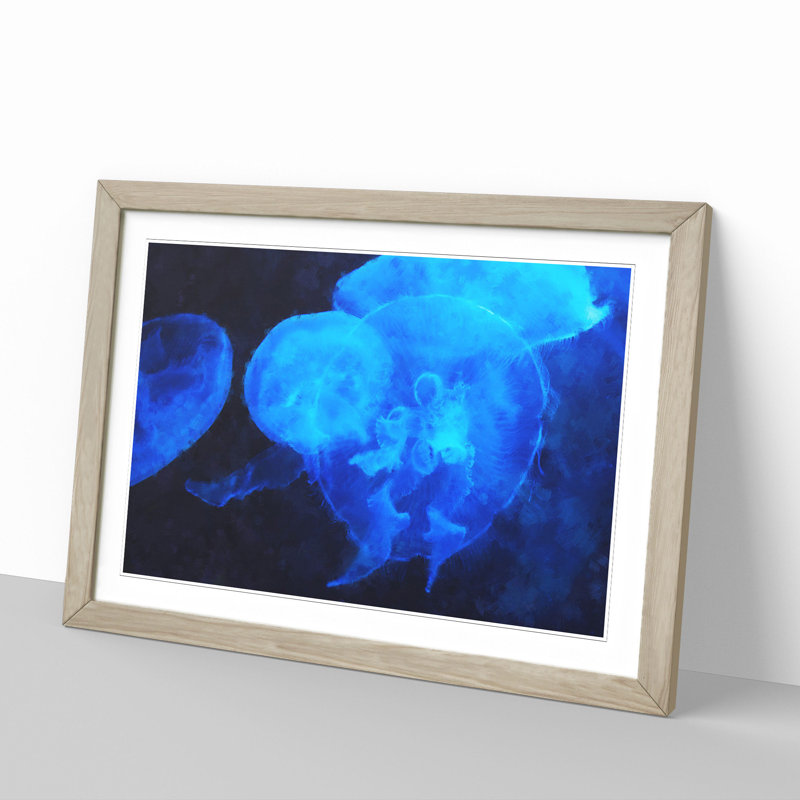 Jellyfish Vol.1 - Picture Frame Painting, 27cm H x 36cm W x 2cm D, Oak