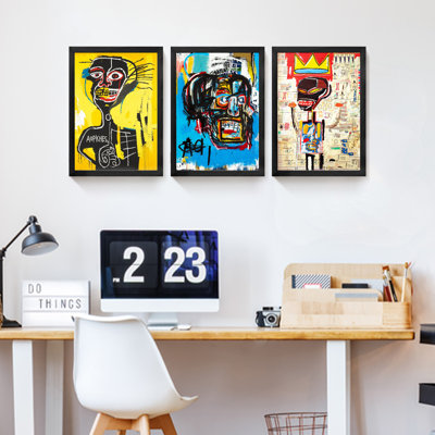"Basquiat", art mural, impression sur toile, 3 panneaux